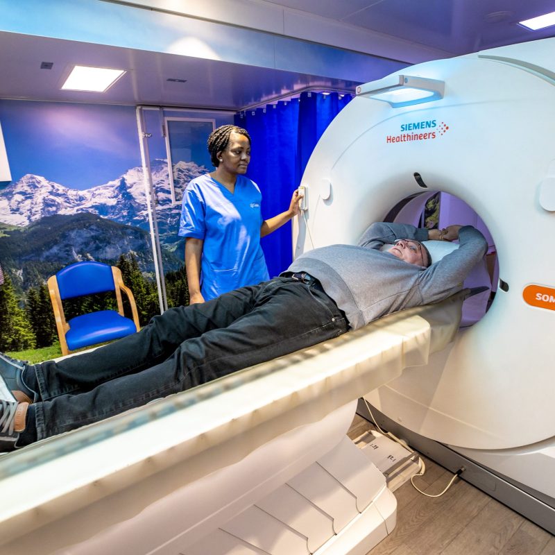 A patient being scanned